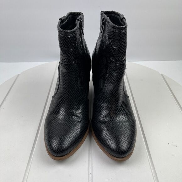 CARLOS By Carlos Santana Rowan Womens 8 M Western Ankle Boots Black Snakeskin - Picture 2 of 8